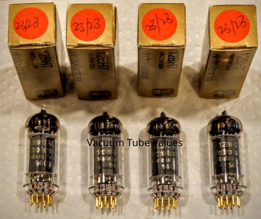 Electro-Harmonix EH Platinum Matched Quad (FOUR)12BH7 GOLD tubes Gold Pins