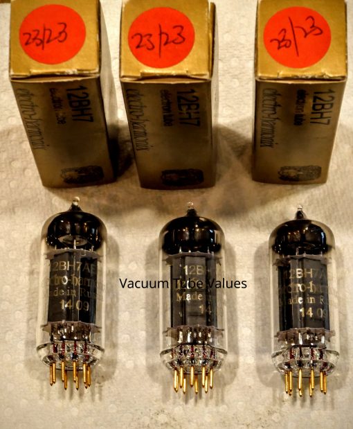 Electro Harmonix EH Platinum Matched TRIO (THREE)12BH7 GOLD tubes Gold Pins
