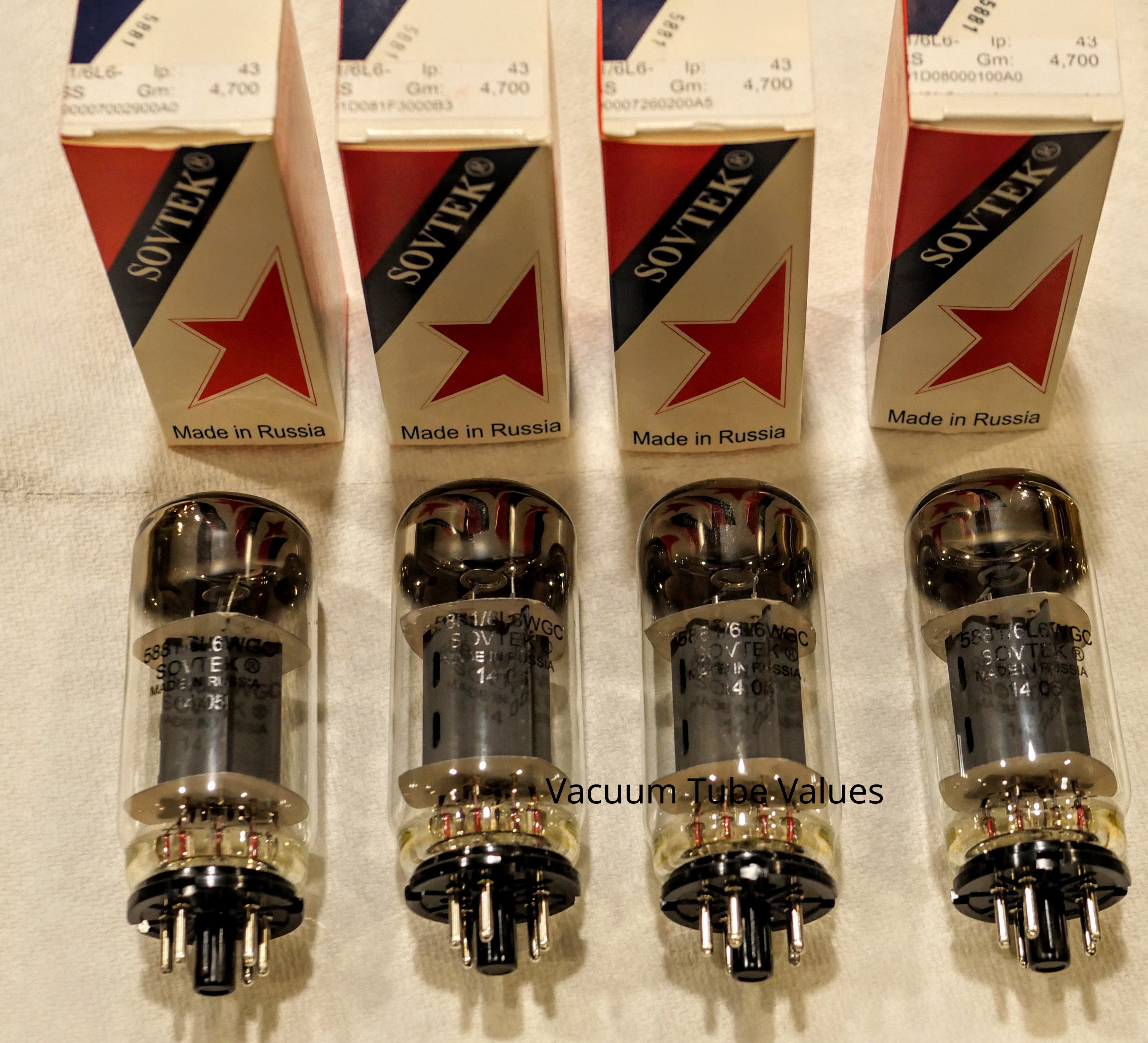 Matched Quad Sovtek 5881 / 6L6WGC Vacuum Tubes—plate Current Matched For Sweet, Balanced Sound In Your Amp.