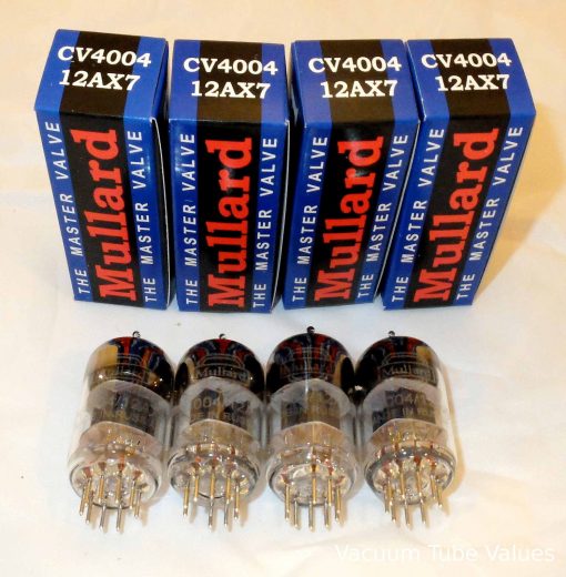 MULLARD QUAD (FOUR) 12AX7 CV4004 Short Plate Preamp Tubes