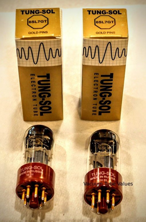 Tung-Sol PAIR (TWO) Factory Platinum Matched GOLD 6SL7 6SL7GT GOLD Tubes - Image 2