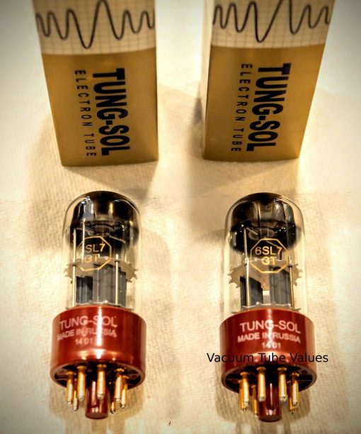 Tung-Sol PAIR (TWO) Factory Platinum Matched GOLD 6SL7 6SL7GT GOLD Tubes