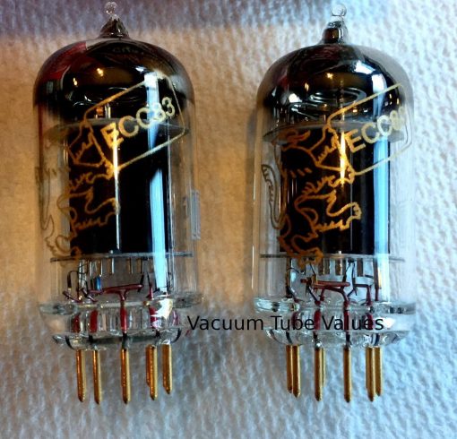GENALEX PAIR (TWO) Platinum Matched Gold Lion 12AX7 ECC83 B759 Tubes Gold Pins - Image 2
