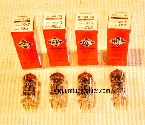Quad (FOUR) Factory Matched and Balanced Telefunken Elektroakustic E88CC ECC88 6922 Black Diamond Tubes - Image 3