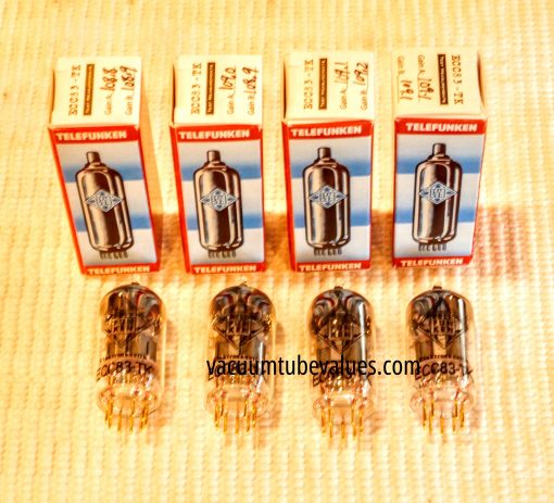 QUAD (FOUR) Factory Matched and Balanced Telefunken Elektroakustic ECC83 12AX7 Black Diamond Tubes