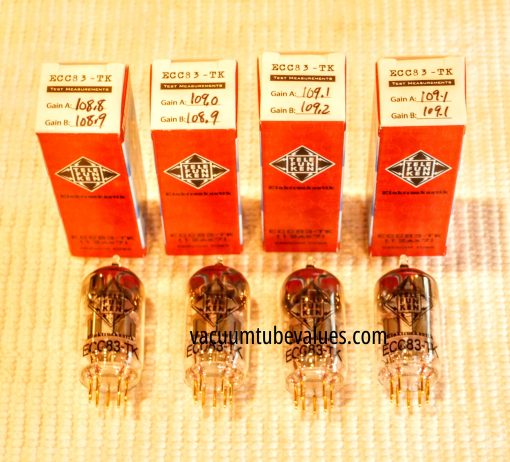 QUAD (FOUR) Factory Matched and Balanced Telefunken Elektroakustic ECC83 12AX7 Black Diamond Tubes - Image 2
