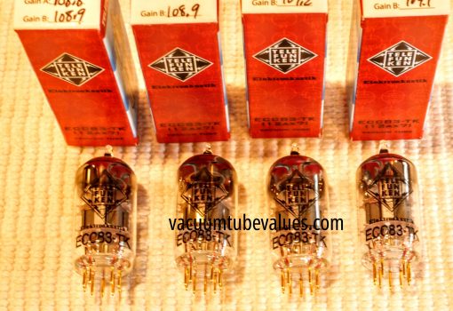 QUAD (FOUR) Factory Matched and Balanced Telefunken Elektroakustic ECC83 12AX7 Black Diamond Tubes - Image 3