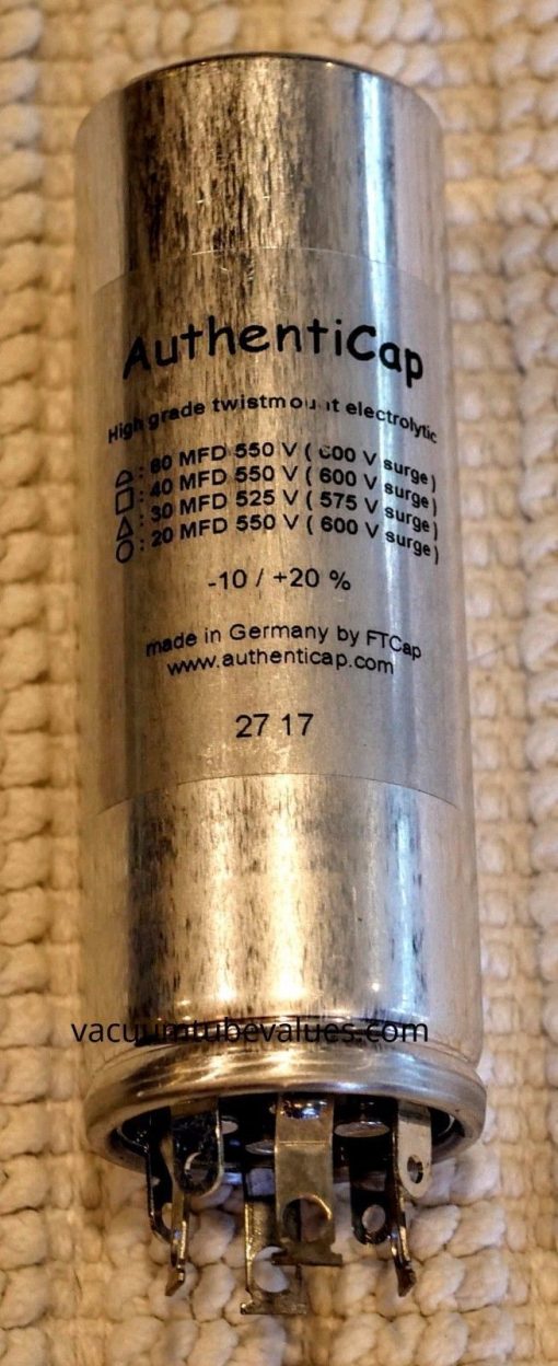 ONE 80-40-30-20 MFD 550V Twist Lock Capacitor Authenticap KTL-25