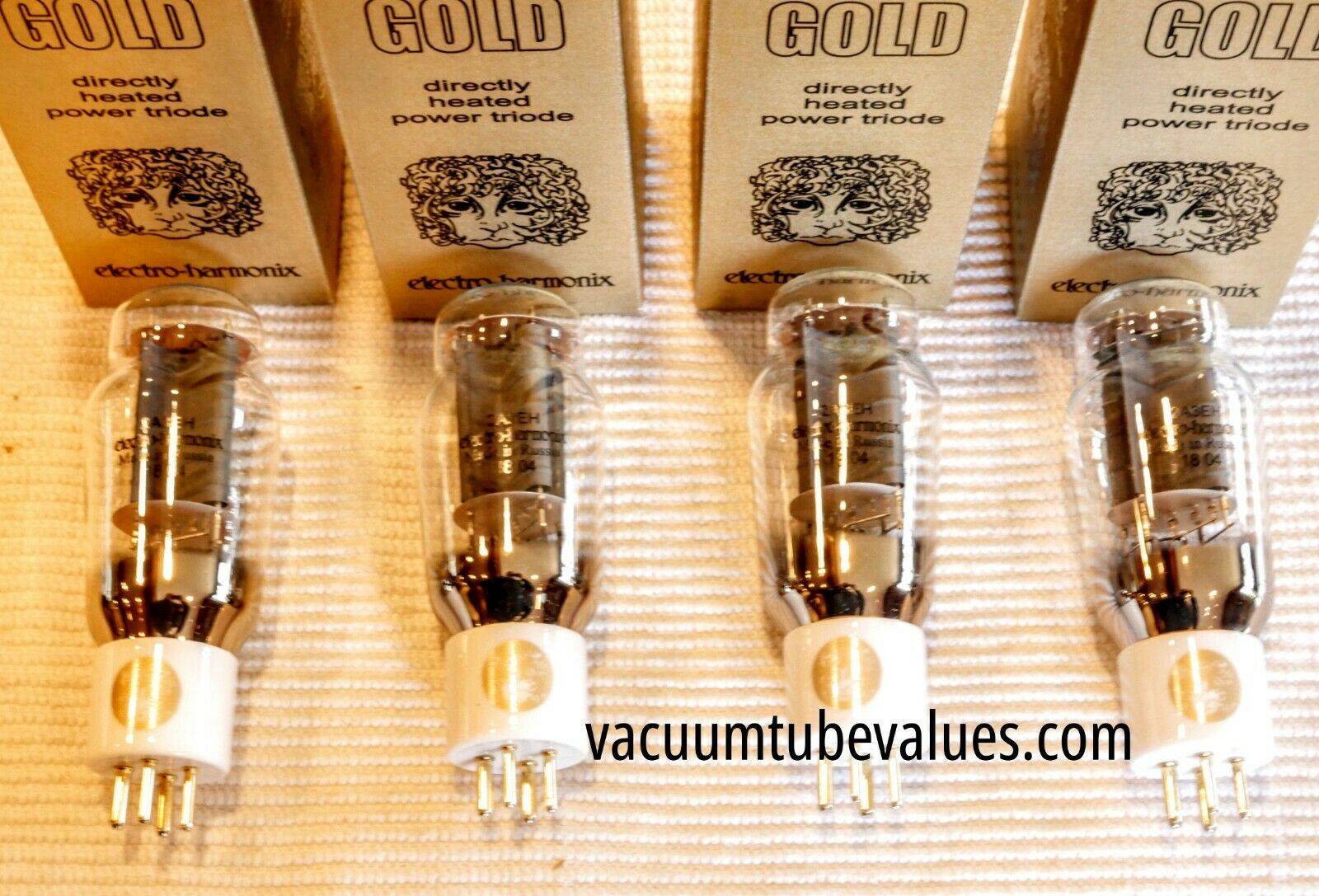 Electro-Harmonix GOLD Platinum Matched QUAD (FOUR) Gold 2A3 Gold Pin ...