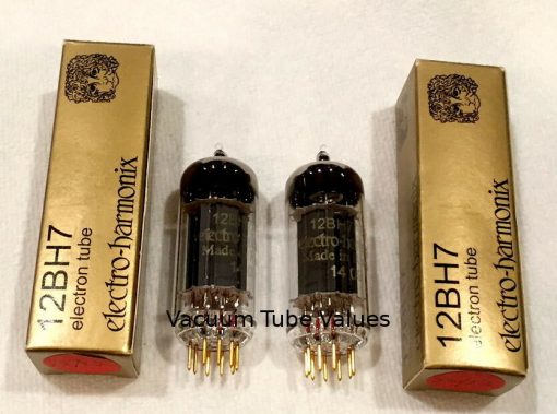 Electro-Harmonix EH Factory Platinum Matched PAIR (TWO) 12BH7EH GOLD Preamp Tubes - Image 3