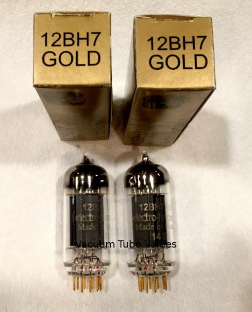 Electro-Harmonix EH Factory Platinum Matched PAIR (TWO) 12BH7EH GOLD Preamp Tubes - Image 2