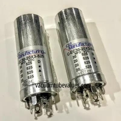 TWO CE Manufacturing Multisection Mallory FP Can Capacitor, 30/20/20/20µf @ 525VDC