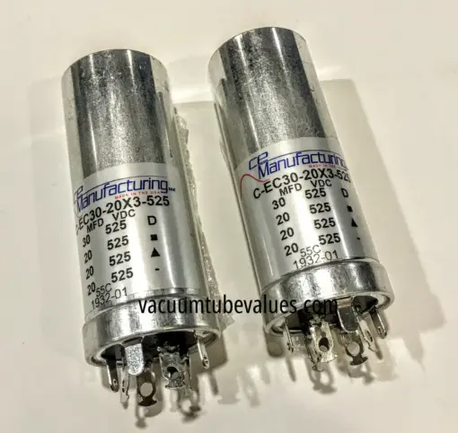 TWO CE Manufacturing Multisection Mallory FP Can Capacitor, 30/20/20/20µf @ 525VDC
