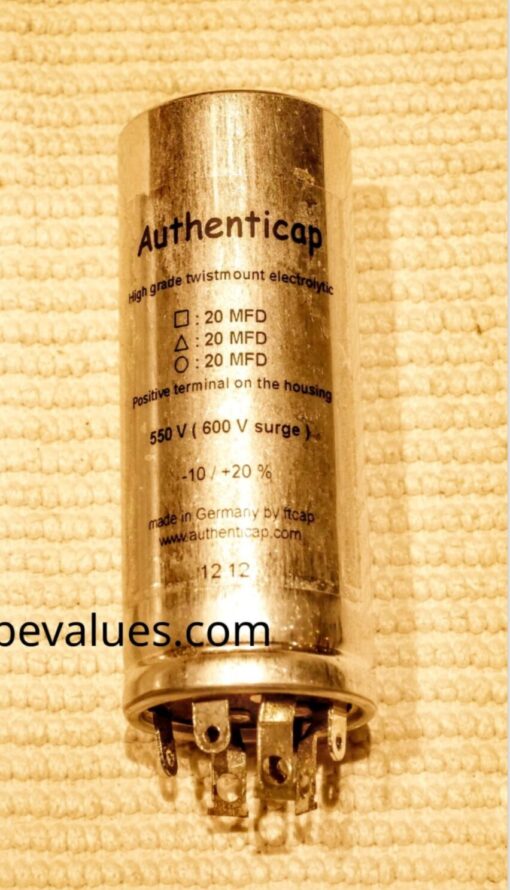 SINGLE CAPACITOR 20/20/20 550V Authenticap Fisher 50A 50AZ Positve Ground Can KTL35
