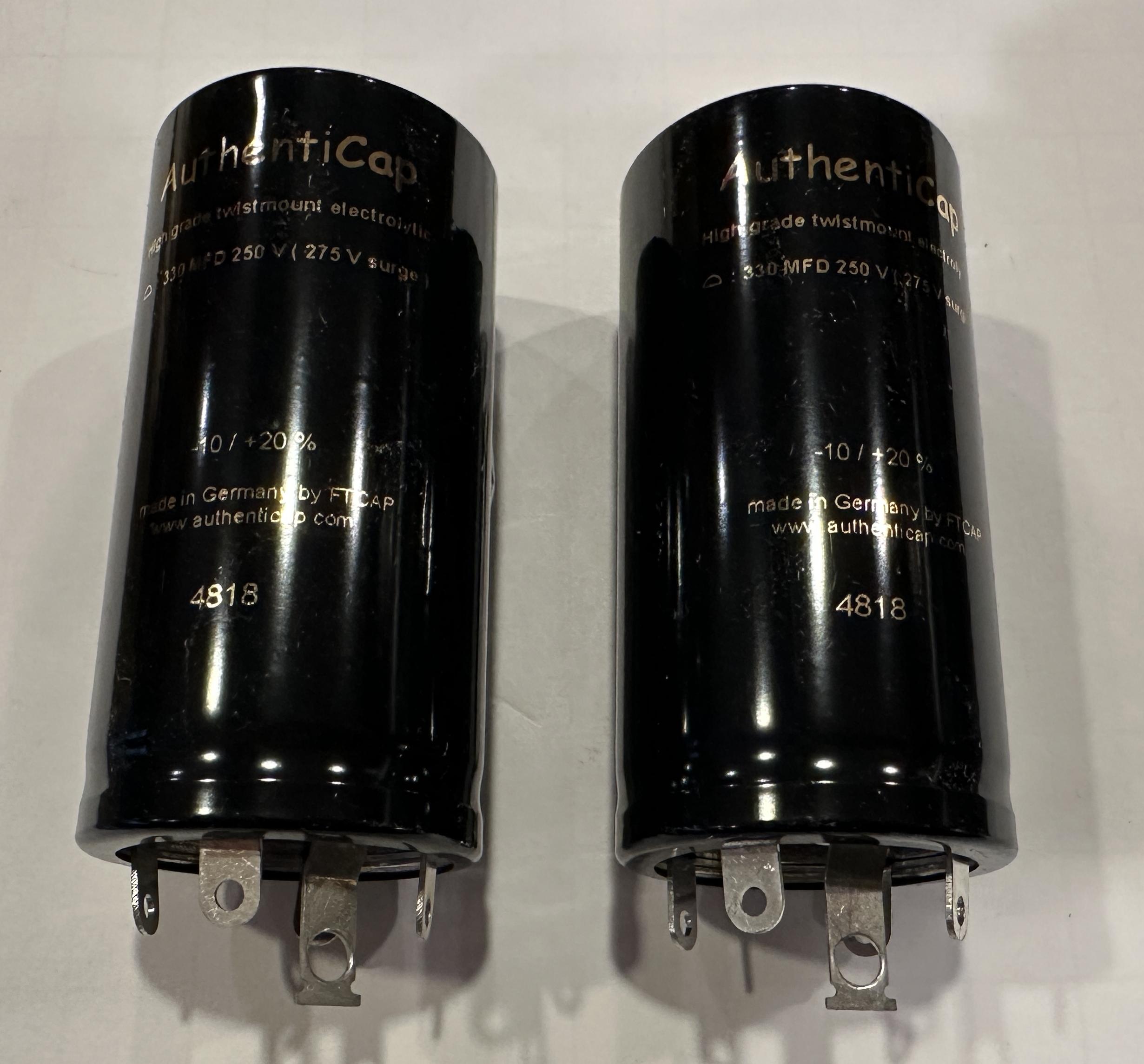 PAIR TWO 330 UF MFD 250V KTL3-3 Twist Lock Capacitors Authenticap for McIntosh and others